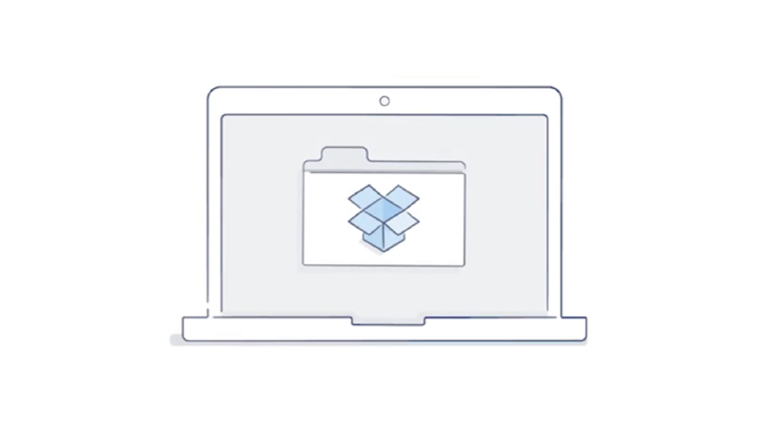笔记本电脑屏幕上显示的 Dropbox 文件夹图标