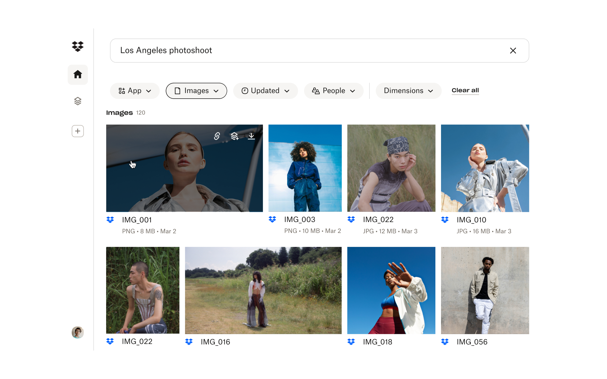 Dropbox Dash 多媒体搜索界面